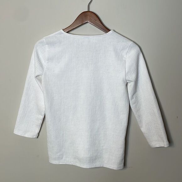 J. Crew Textured V-neck three-quarter-sleeve tee XS - Picture 7 of 8